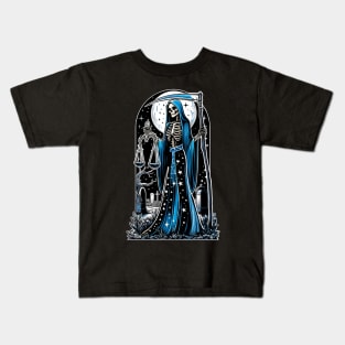 Santa Muerte Azul Kids T-Shirt